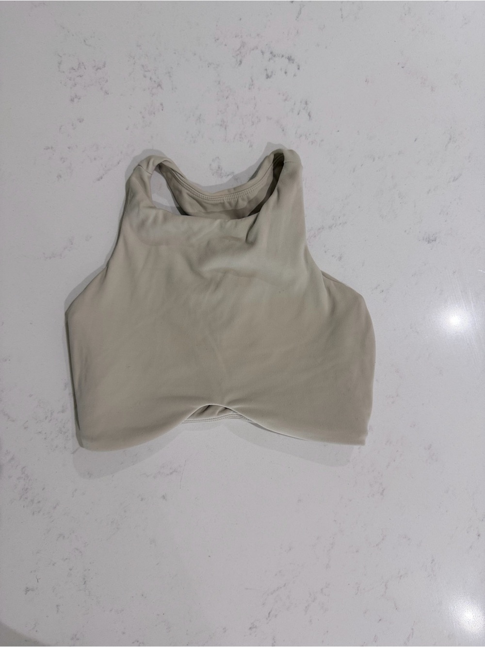 BuffBunny High Neck Sports Bra in Light Beige